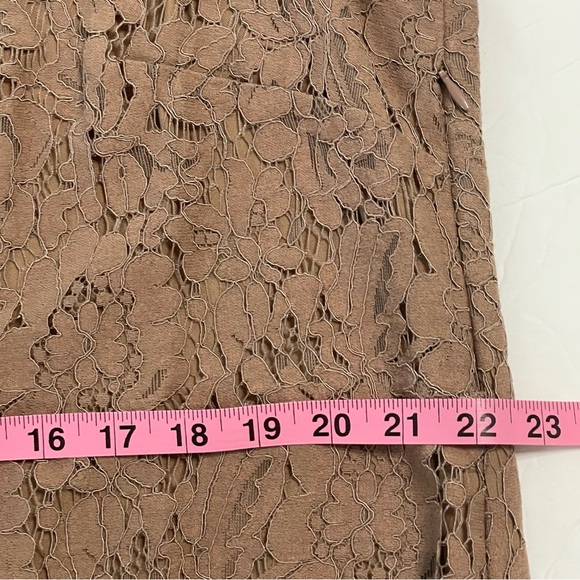 Isaac Mizrahi dress 1X sleeveless lined lace dress in mocha side zip eyelash hem - Picture 11 of 16